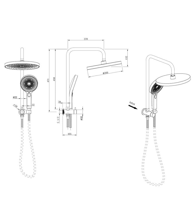 Specification For Gabe Twin Shower Without Rail