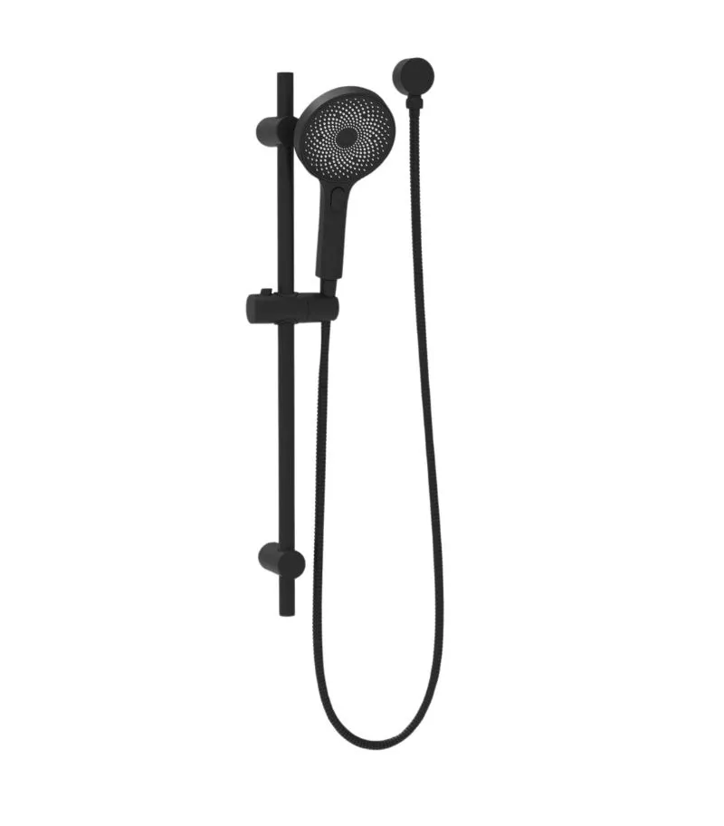 Gabe Matt Black Round Hand Shower On Rail