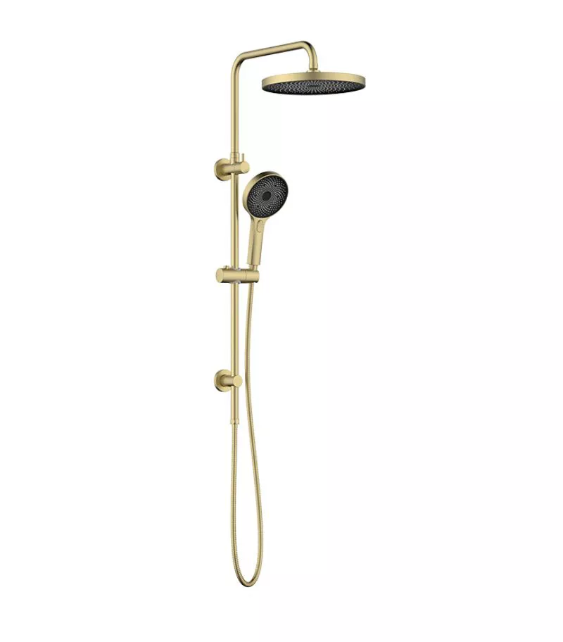 Gabe Brushed Gold Twin Shower On Rail