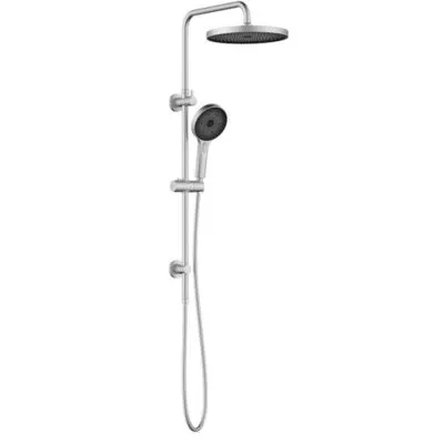 Gabe Brushed Nickel Twin Shower On Rail