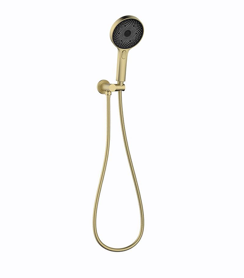 Gabe Brushed Gold Round Hand Shower With Wall Bracket