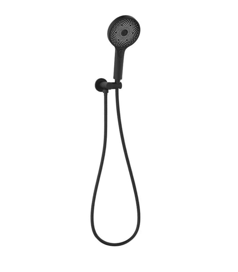 Gabe Matt Black Round Hand Shower With Wall Bracket