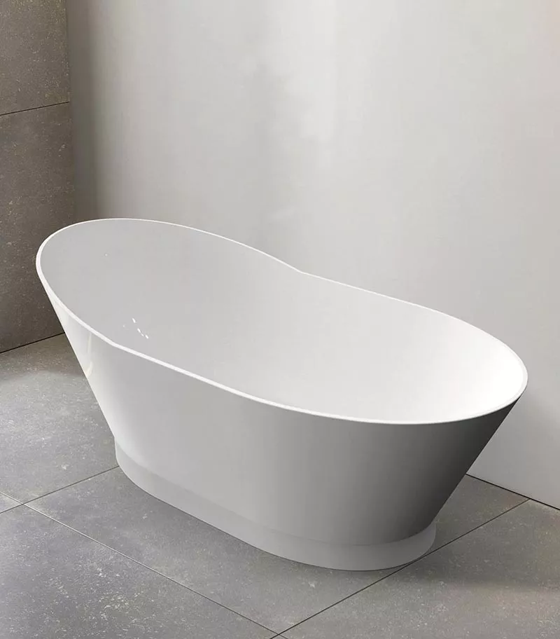 London Freestanding Bath - Gloss White Sideview