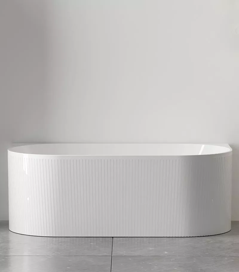 Noosa Back To Wall Freestanding Bath - Gloss White