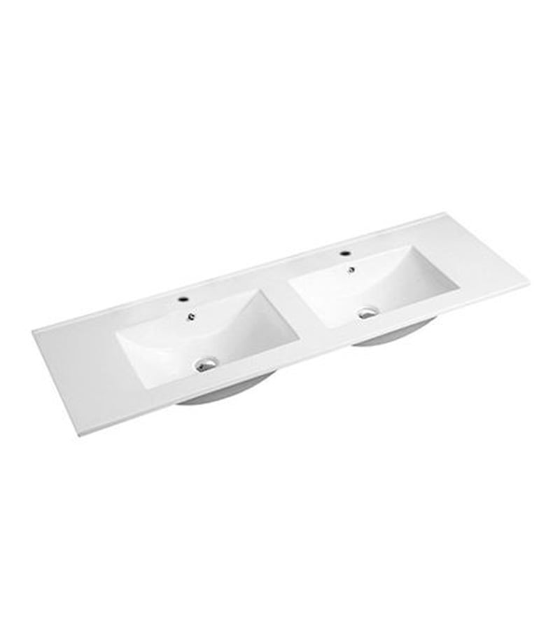 1200mm Double Square Bowls Ceramic Top For Vanity Units