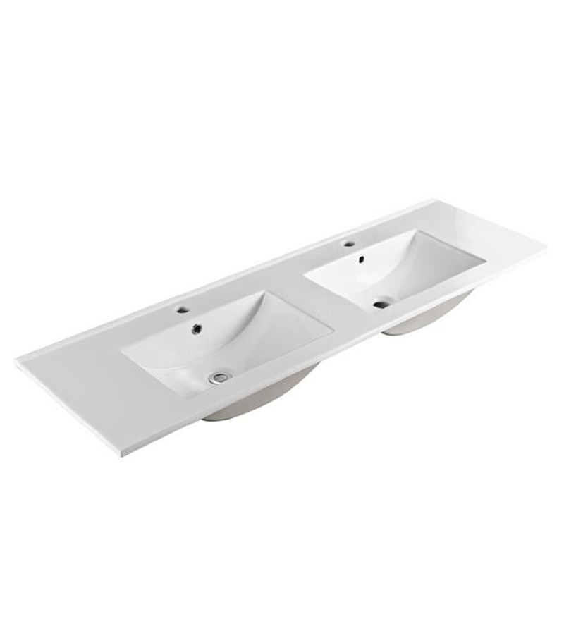 1500mm Double Square Bowl Ceramic Top For Vanity Units