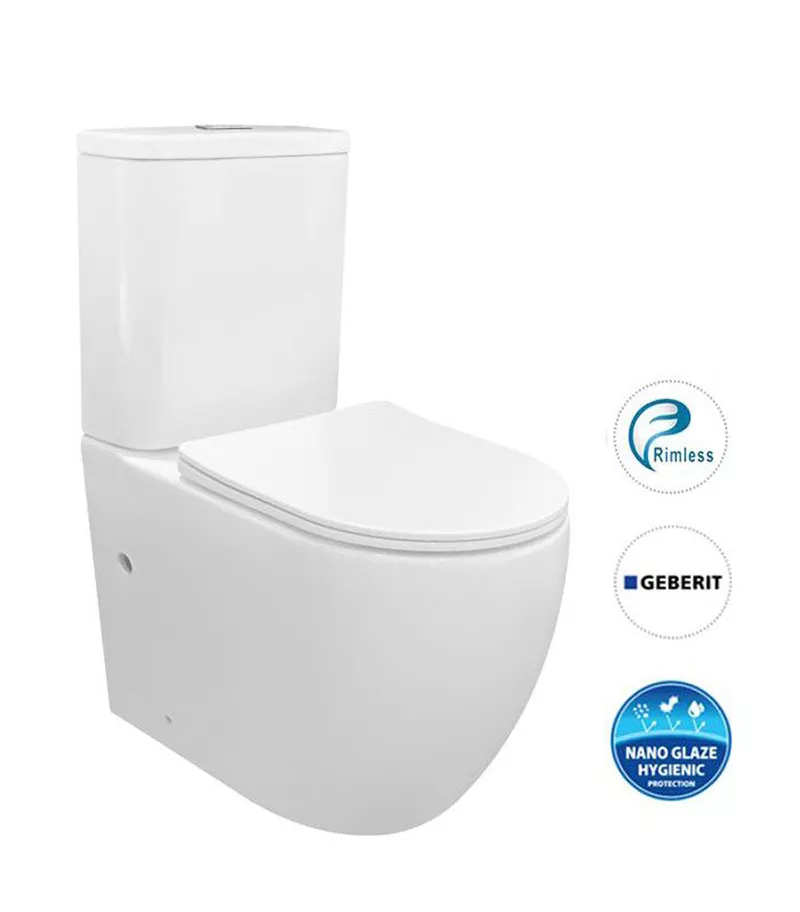 Cosenza Gloss White Rimless Flush Wall Faced Toilet Suite