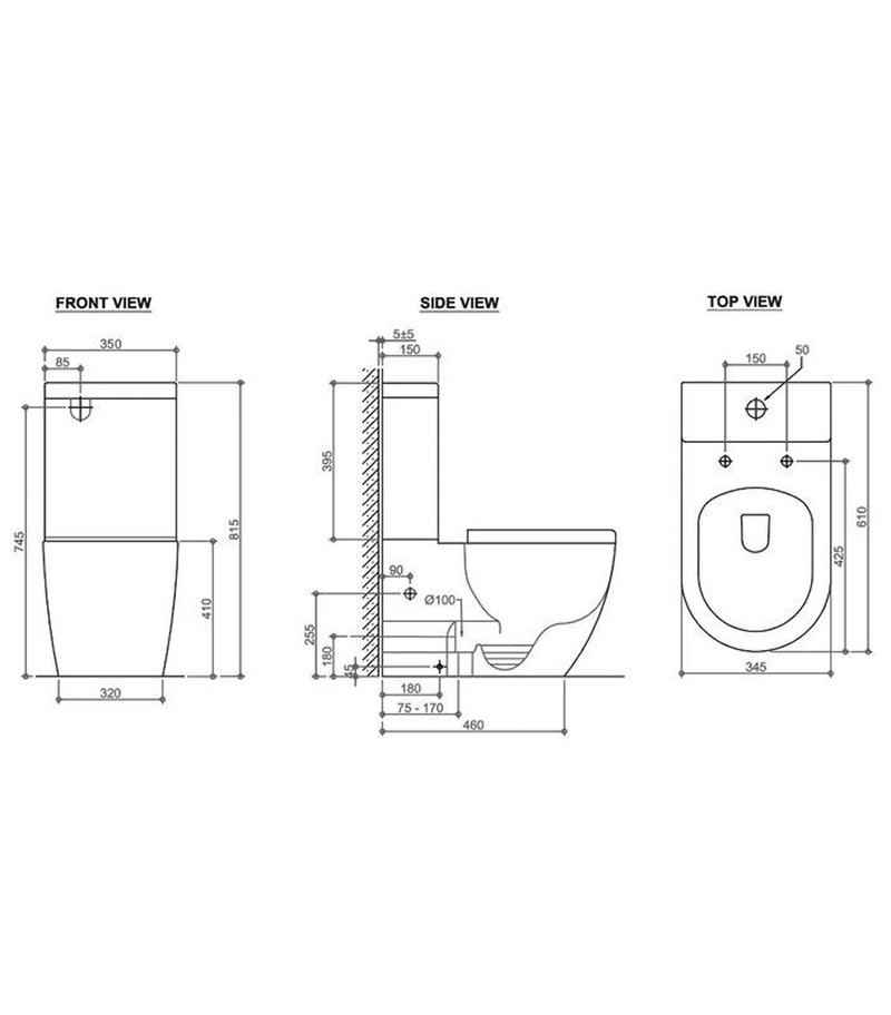 Deluso Gloss White Rimless Flush Wall Faced Toilet Suite
