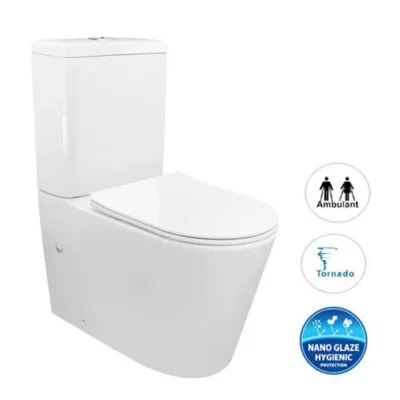 Feanza Gloss White Tornado Wall Faced Toilet Suite