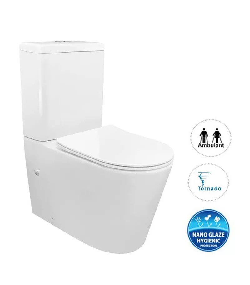 Feanza Gloss White Tornado Wall Faced Toilet Suite