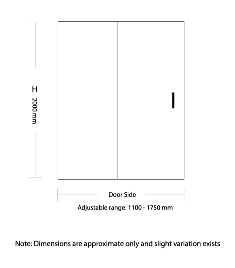 1100-1750mm Remodel Brushed Gold Semi-Frameless Wall To Wall Shower Screen Specification