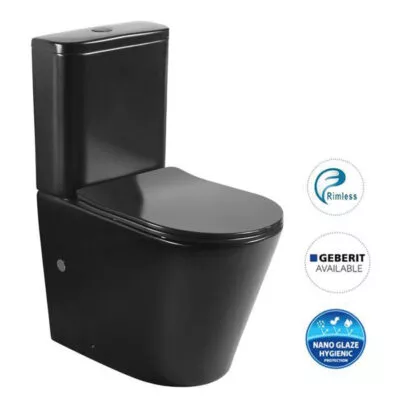 Oasis Matt Black Rimless Wall Faced Toilet Suite
