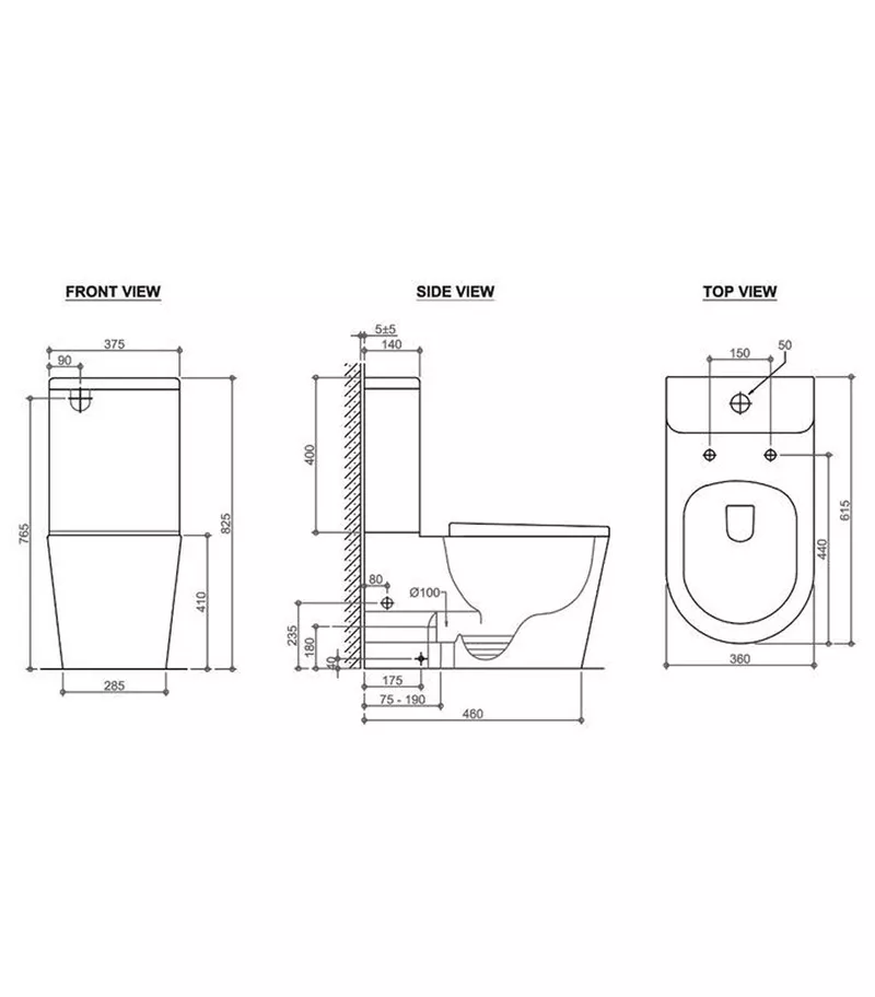 Oasis Matt Black Rimless Wall Faced Toilet Suite