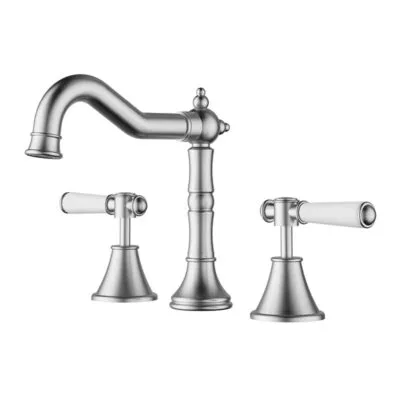Clasico Ceramic Handle Basin Tap Set - Brushed Nickel