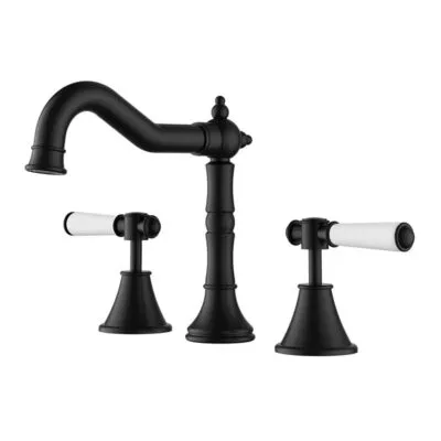 Clasico Ceramic Handle Basin Tap Set - Matt Black