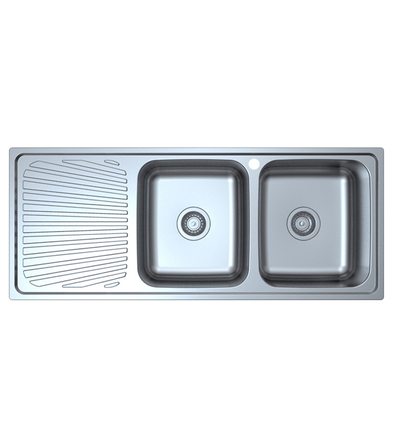 Opus Double Bowls Sink 1180mm With Drainerboard On Side P0011848 2RHB