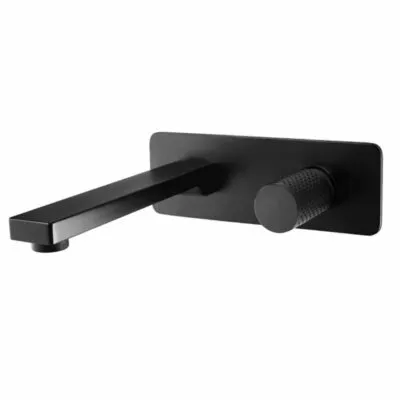 Gabe Matt Black Plate Bath or Basin Mixer With Matt Black Handle