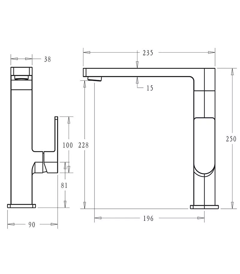 Specification For IKON Flores Top Swivel Sink Mixer