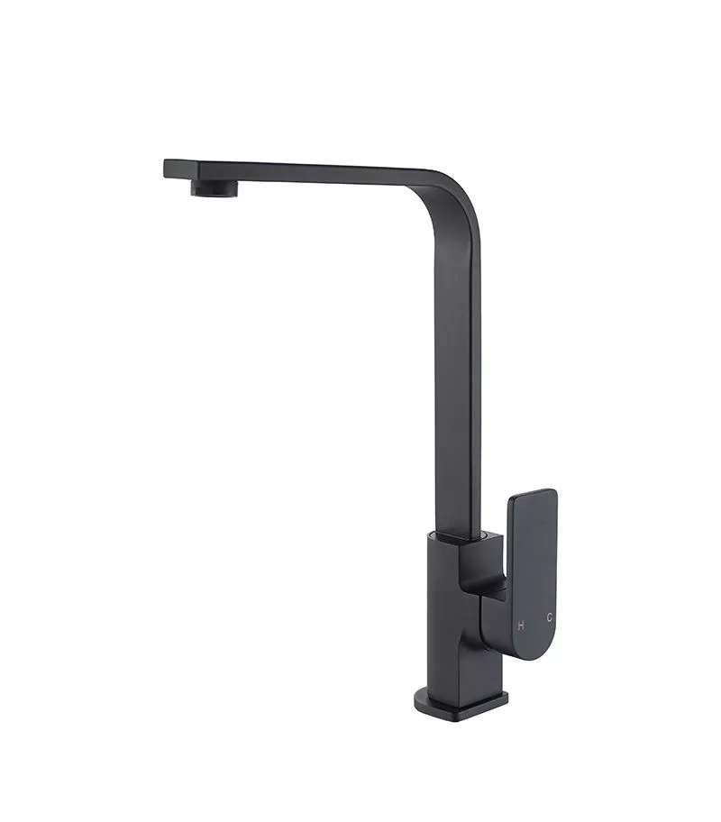 IKON Flores Matt Black Gooseneck Sink Mixer