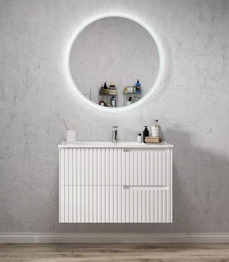 Noosa Matt White 900mm Plywood Wall Hung Vanity