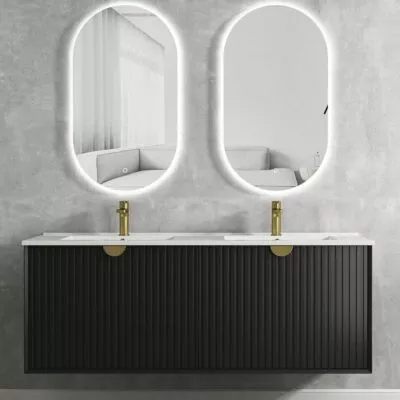 Marlo Matt Black 1500mm Double Bowls Plywood Wall Hung Vanity