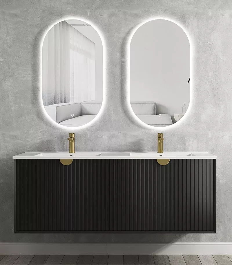 Marlo Matt Black 1500mm Double Bowls Plywood Wall Hung Vanity