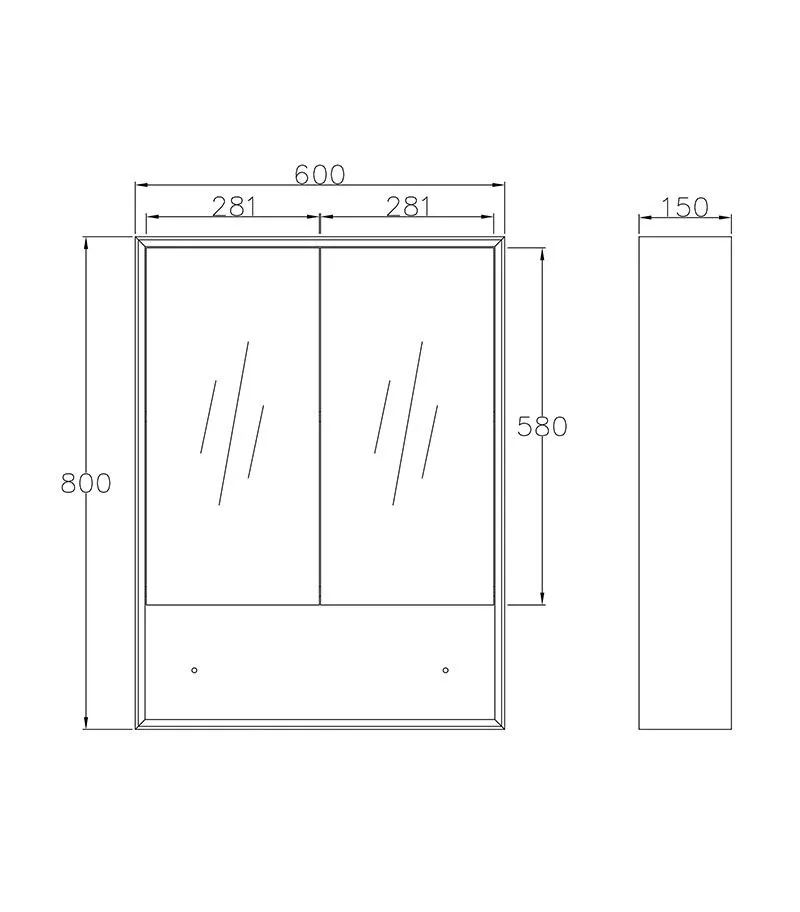 Marlo 600mm x 800mm Matt Black Shaving Cabinet With Shelf