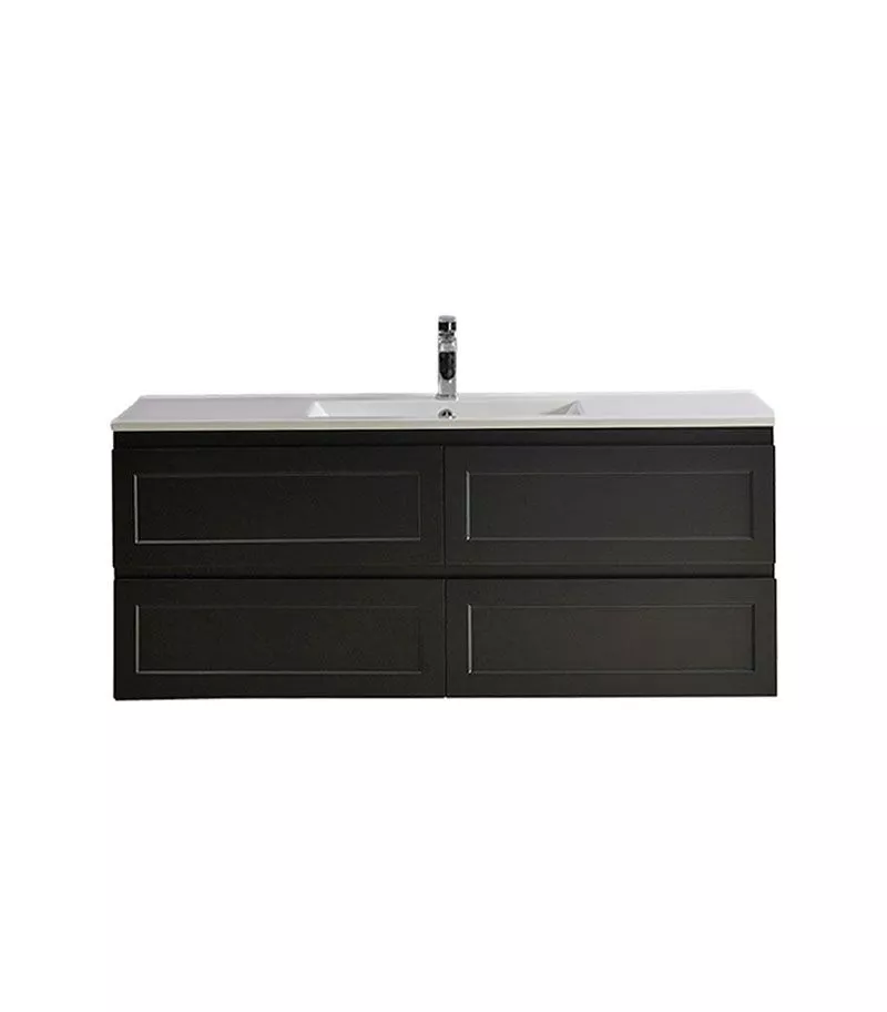 Fremantle Matt Black 1200mm Single Bowl PVC Wall Hung Vanity