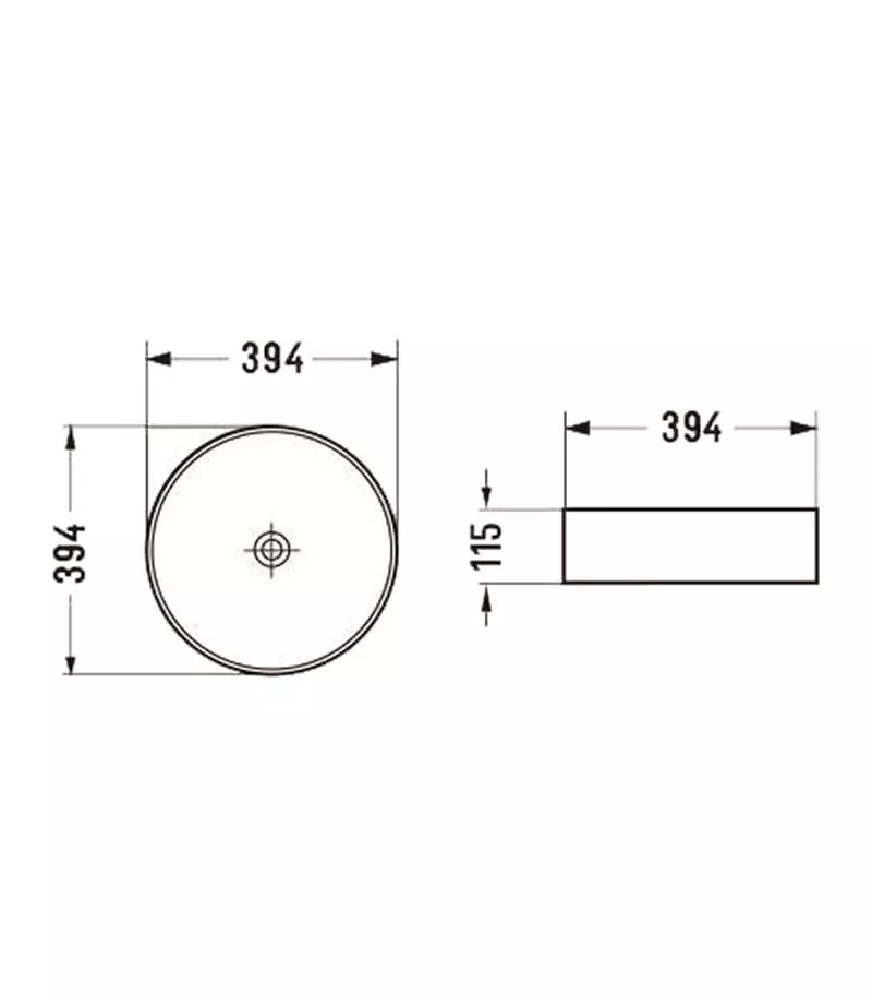 394 x 394 x 115mm Gloss Calcutta Marble Look Round Ceramic Basin