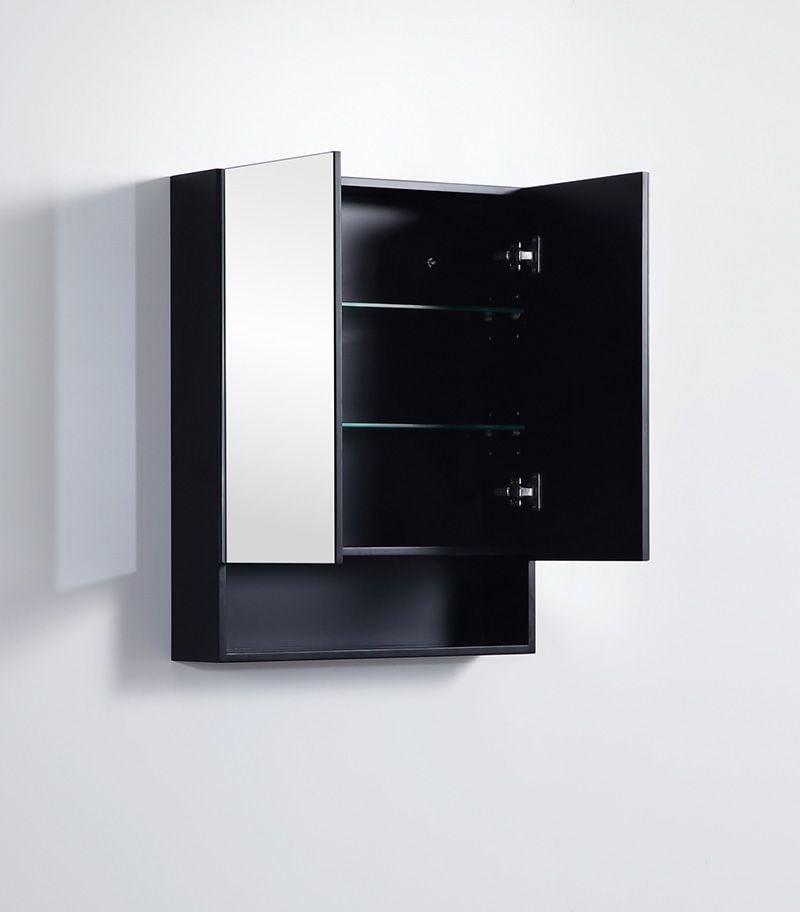 Fremantle Matt Black PVC 600mm X 750mm Shaving Cabinet