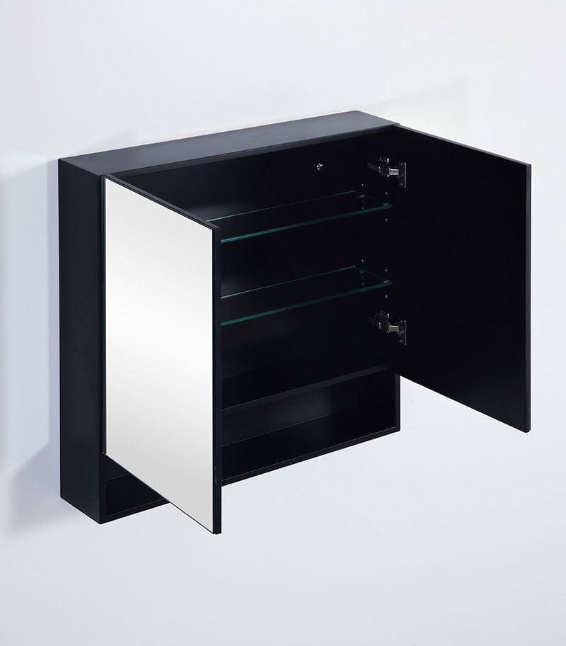 Fremantle Matt Black PVC 750mm X 750mm Shaving Cabinet