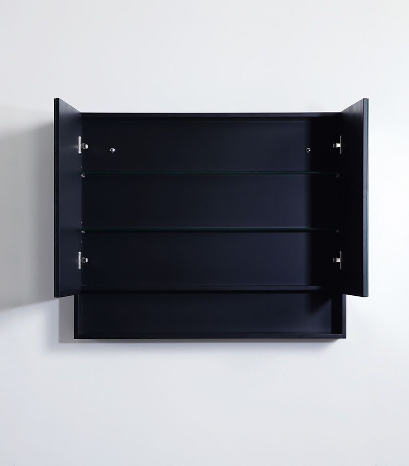 Fremantle Matt Black PVC 900mm X 750mm Shaving Cabinet