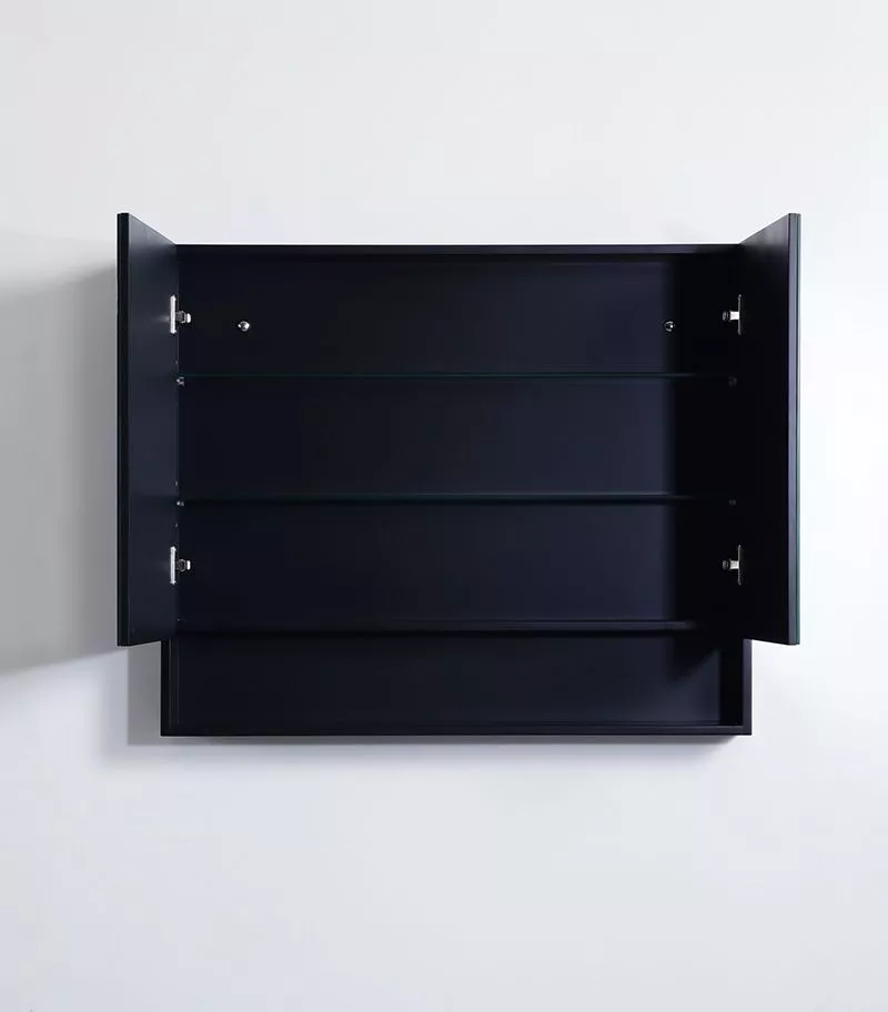 Fremantle Matt Black PVC 900mm X 750mm Shaving Cabinet Fremantle Matt Black PVC 900mm X 750mm Shaving Cabinet