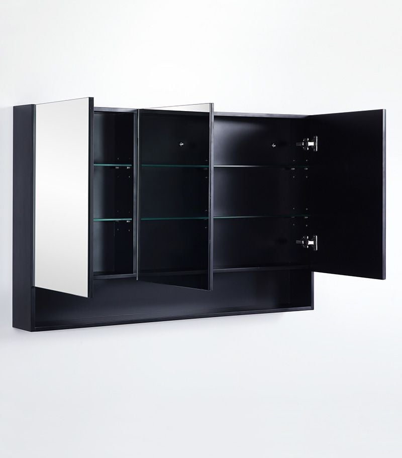 Fremantle Matt Black PVC 1200mm X 750mm Shaving Cabinet