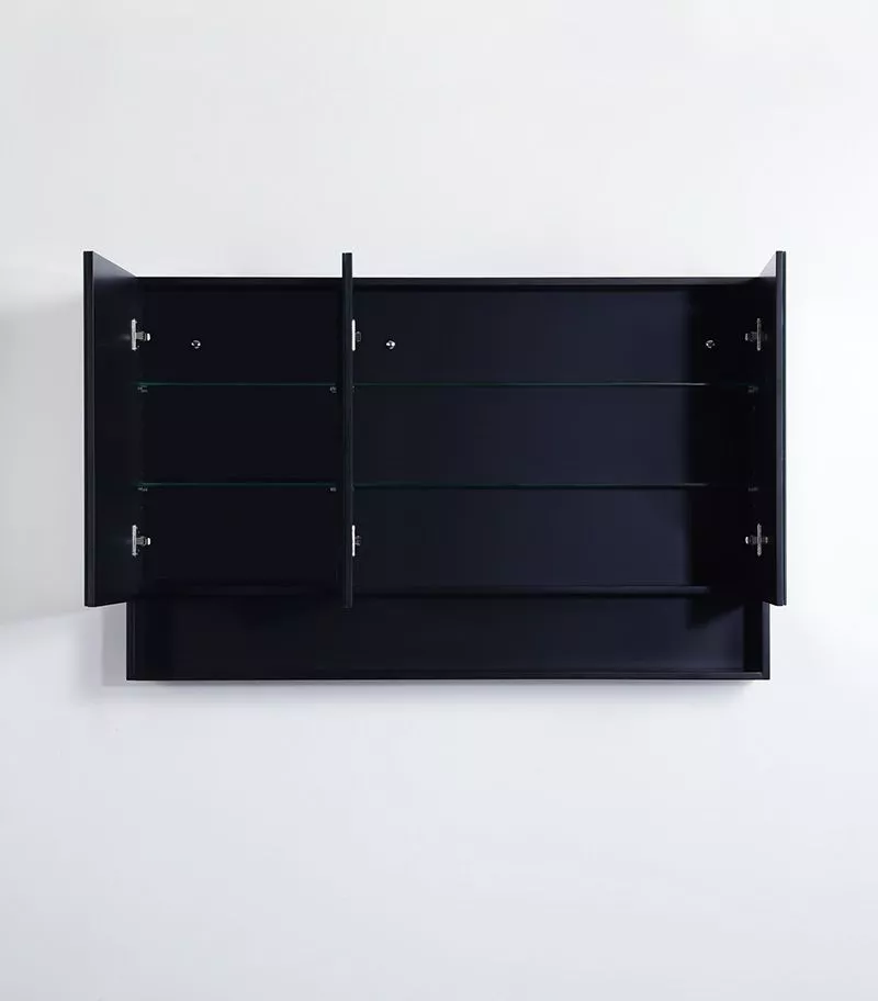 Fremantle Matt Black PVC 1200mm X 750mm Shaving Cabinet