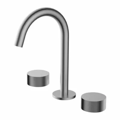 Qi Rund Brushed Nickel Basin Tap Set