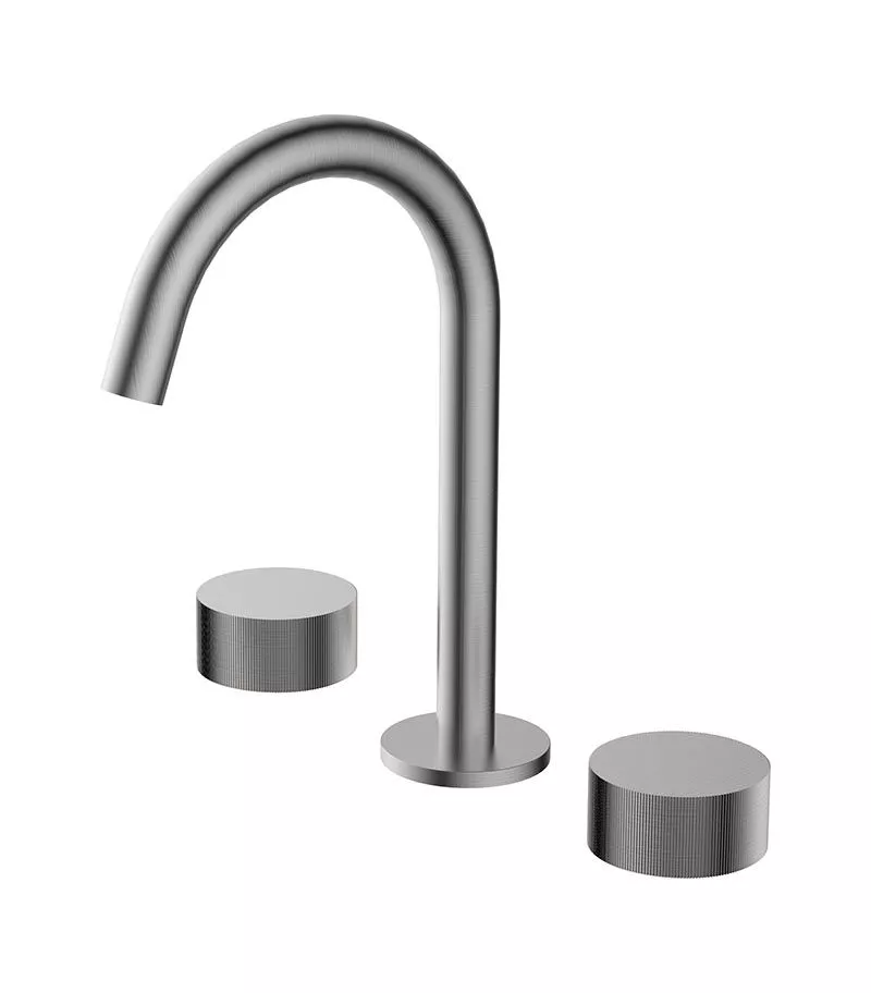 Qi Rund Brushed Nickel Basin Tap Set