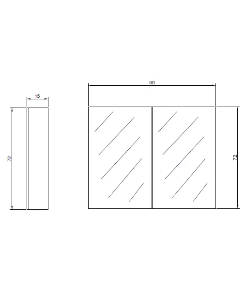 Pencil Edge MDF Gloss White 900mm X 720mm Shaving Cabinet