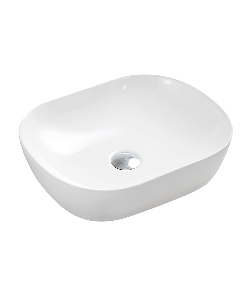 490 x 395 x 150mm Ultra Slim Gloss white Ceramic Oval Above Counter Basin