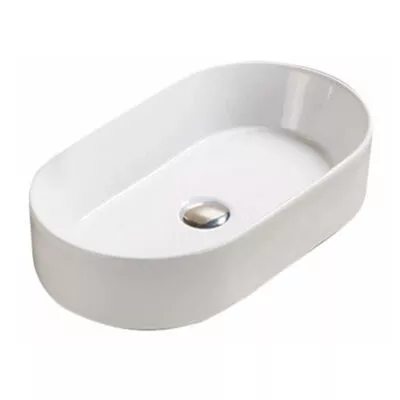 Rosa 525mm Gloss White Oval Above Counter Ceramic Basin