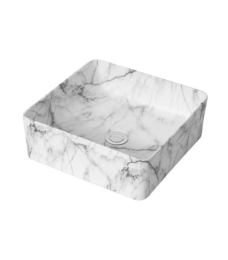 Cove II Matt Carrara Square Above Counter Ceramic Basin