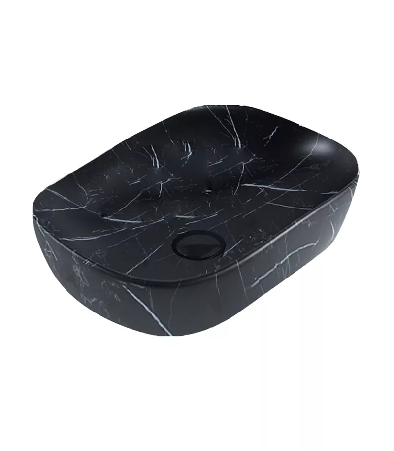 455 x 325 x 135mm Matt Black Marble Ceramic Above Counter Basin