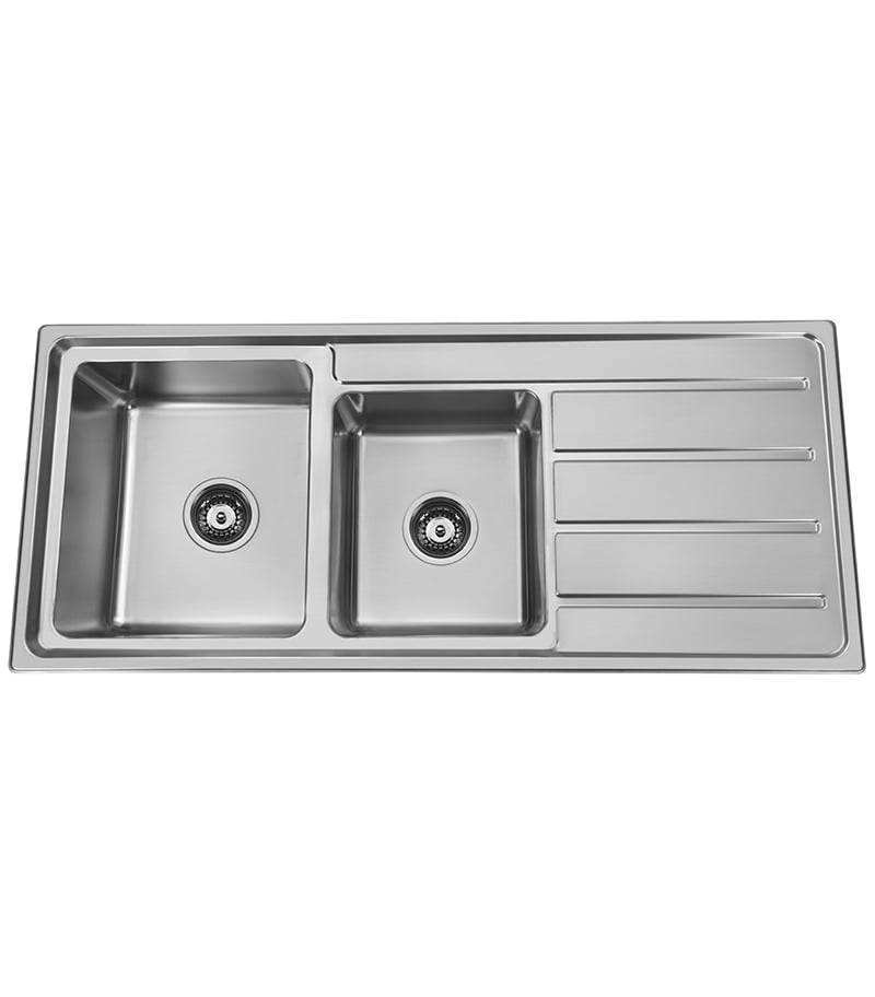 Tradi 1 & 3/4 Bowls Sink 1160mm With Drainerboard On Side BK116.1LHB