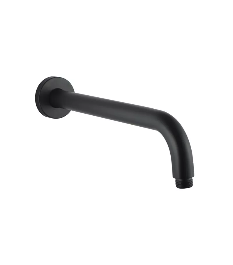 Aqua Round Matt Black Shower Arm 400mm