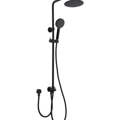 BK Rund Matt Black Round Twin Shower On Rail (Bottom Inlet)