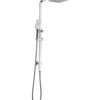 BK Square Chrome Twin Shower On Rail