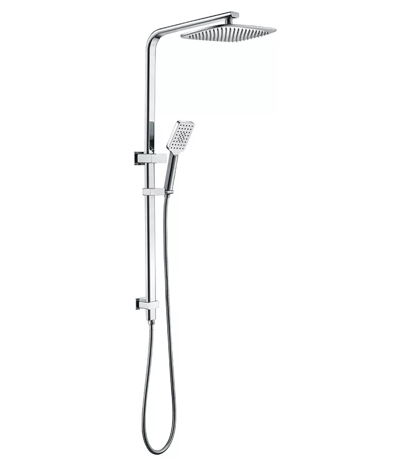 BK Square & Curved Chrome Twin Shower On Rail