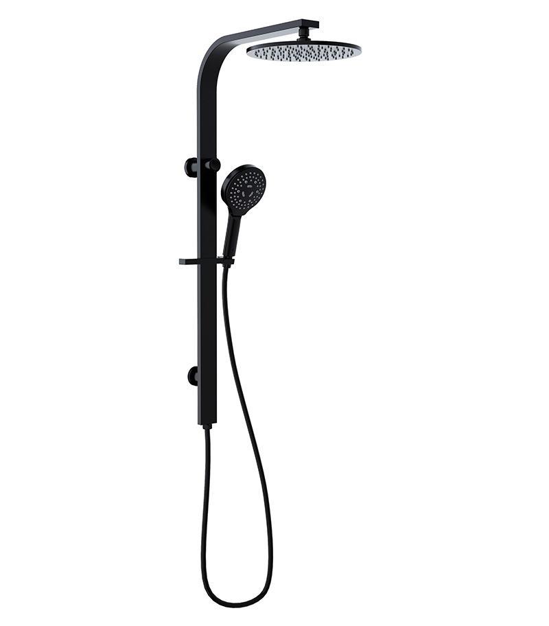 Regal Matt Black Twin Shower Set With 6 Function Patent Hand shower