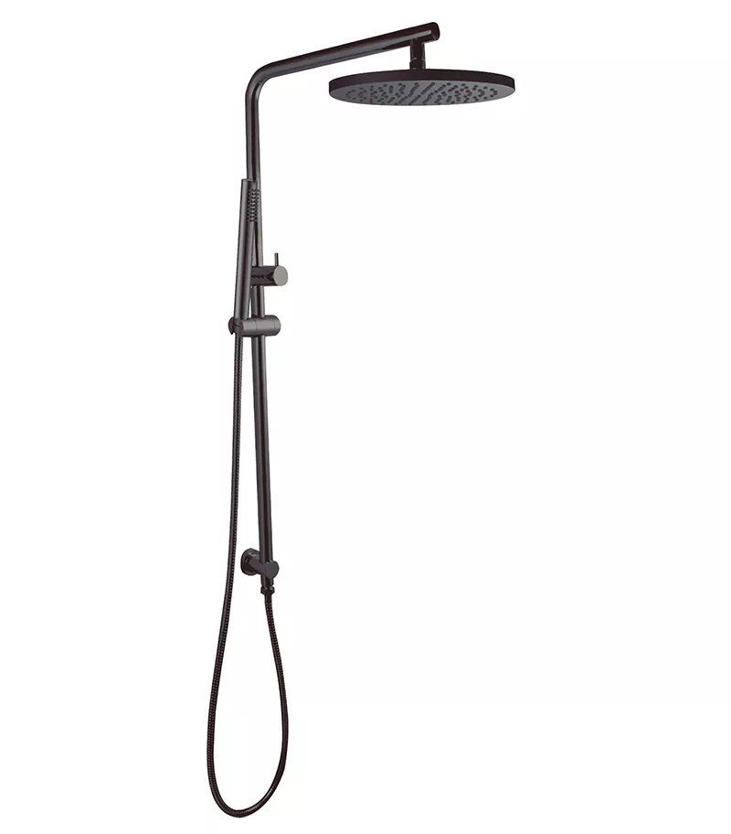 Pentro Gun Metal Grey Twin Shower On Rail