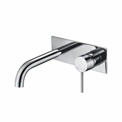 IKON Hali Chrome Curved Wall Mount Basin or Bath Mixer